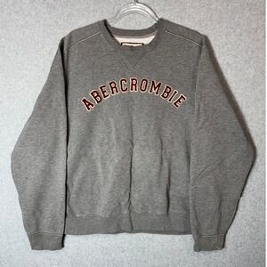 Abercrombie Sweatshirt Mens XL Pullover Gray Collegiate Logo‎ Crewneck